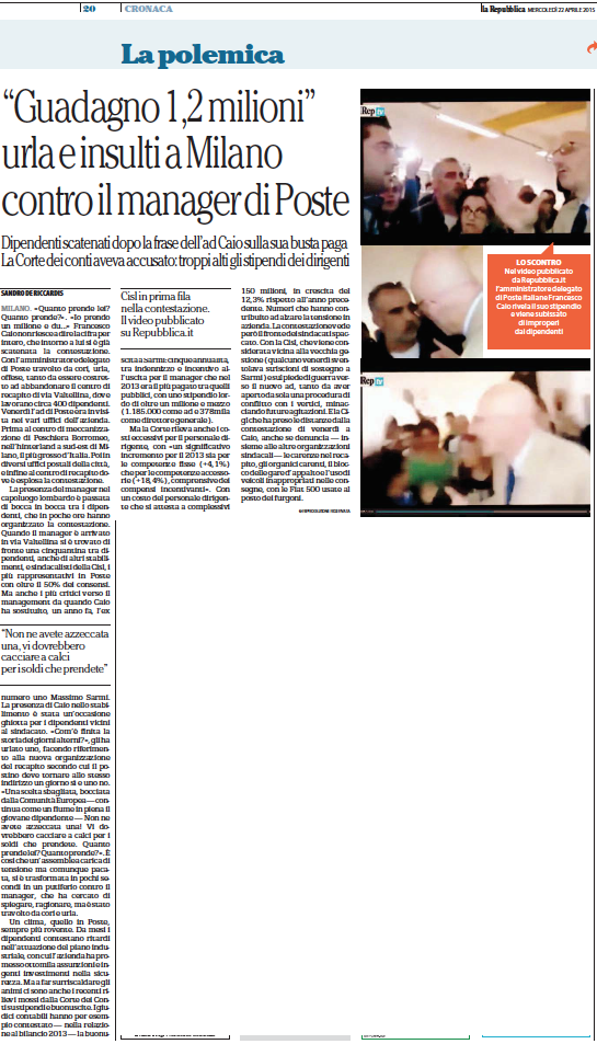 Articolo de "La Repubblica"